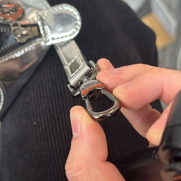 Longchamp Modele Depose Metallic Silver Mini Tote Bag With Top Handles & Zipper - Picture 9 of 12